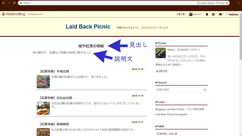 f:id:LBpicnic:20181120153618j:plain 詳細設定が完了しているカテゴリー画面