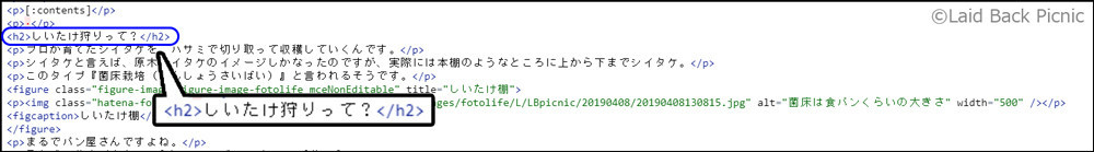 h要素で見出しが書かれている