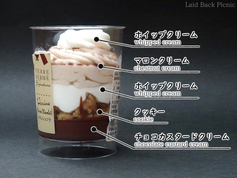 ホイップクリームやマロンクリームなどの層になっている