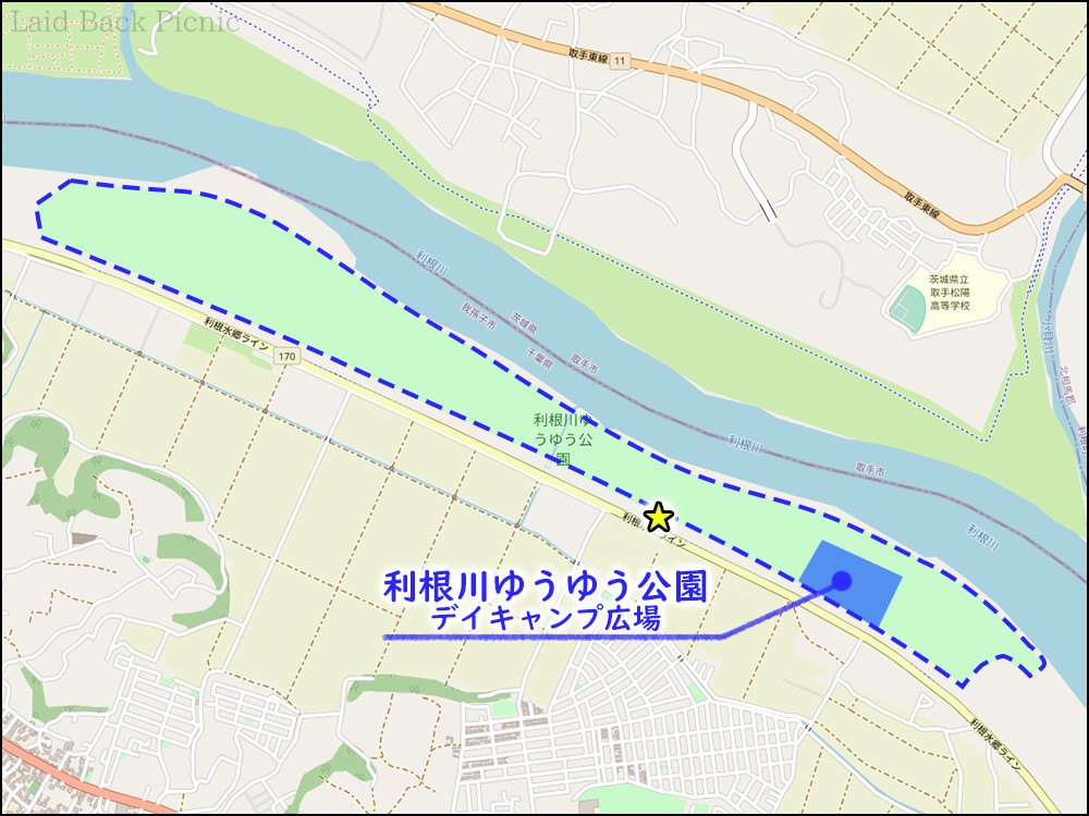 利根川河川敷を利用した広大な公園