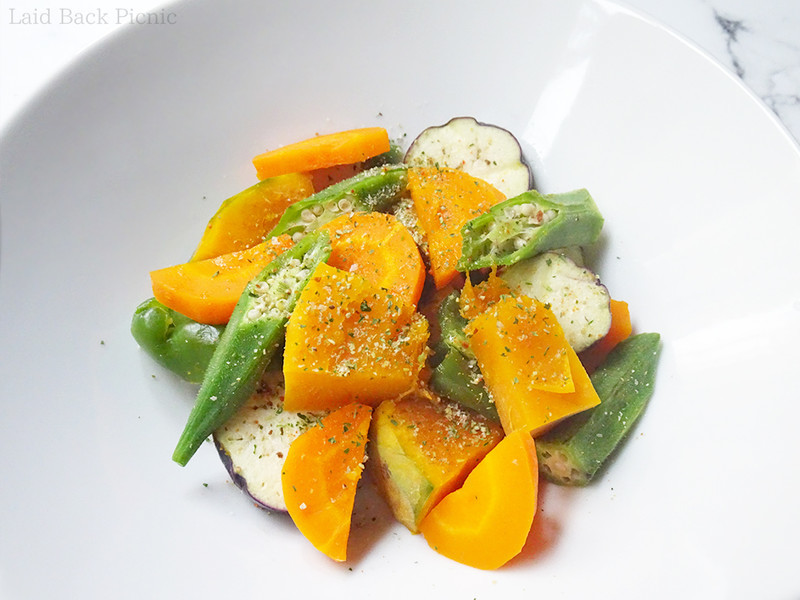 かぼちゃ、なす、おくら、にんじん、ピーマン