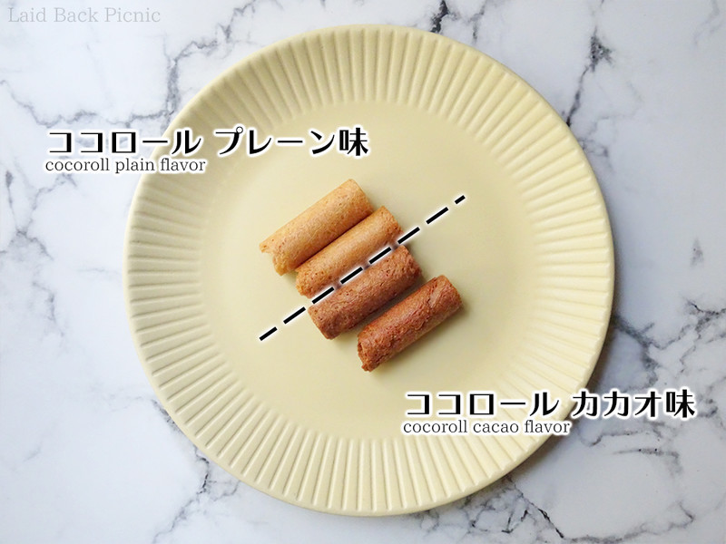 プレーン味はいわゆるクッキーなどの色、カカオ味は少し濃い色