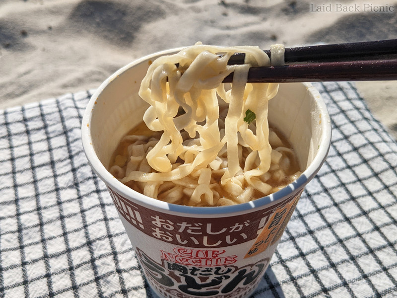 よくあるカップ麺のうどんのような平打ちタイプ