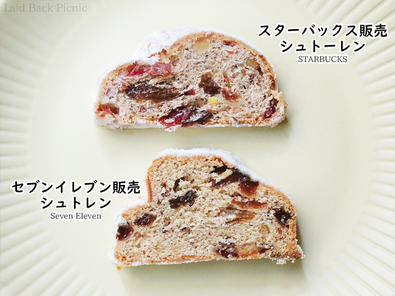 スタバの方がドライフルーツが少し多く見える、形はどちらもそっくり