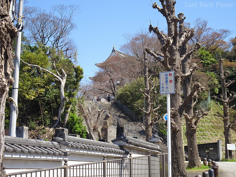 少し急な階段には手すり付き