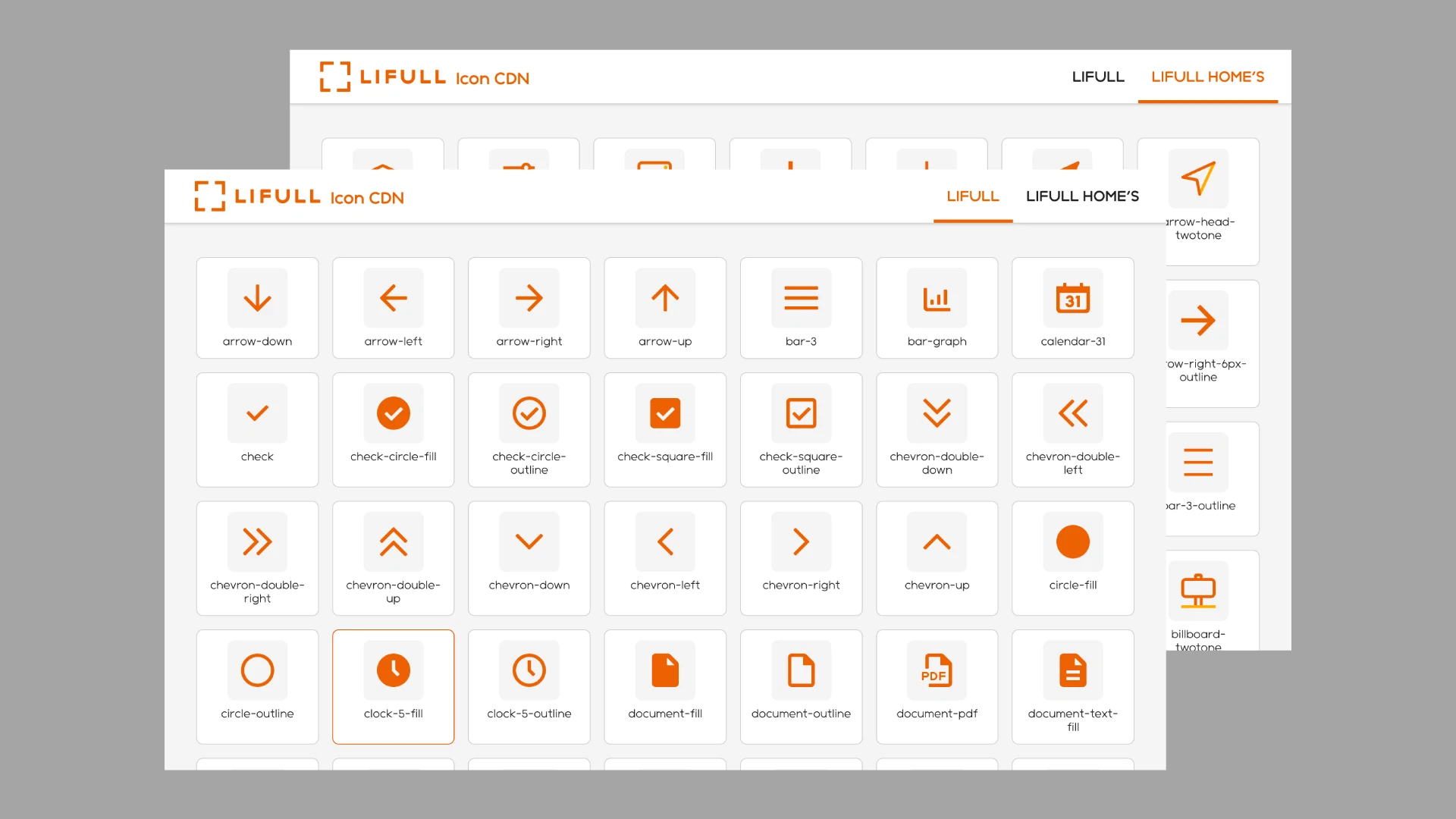LIFULL Icon CDNの管理アプリケーション（App）のスクリーンショット。アイコンが一覧されている