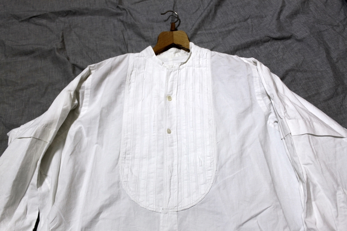 グランパシャツ　フレンチヴィンテージ MADEINFrance スモッグ40s 1900's~1920's UNKNOWN フレンチリネンスモック グランパシャツ 麻