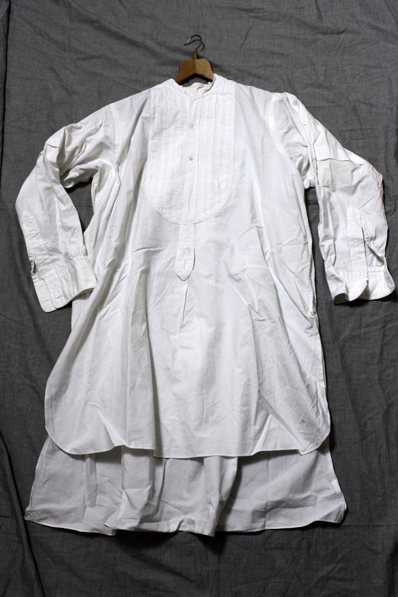 フランスアンティーク　ホワイトピンタックロングシャツ 20s-40s FRENCH COLLARLESS EVENING SHIRT / アンティーク
