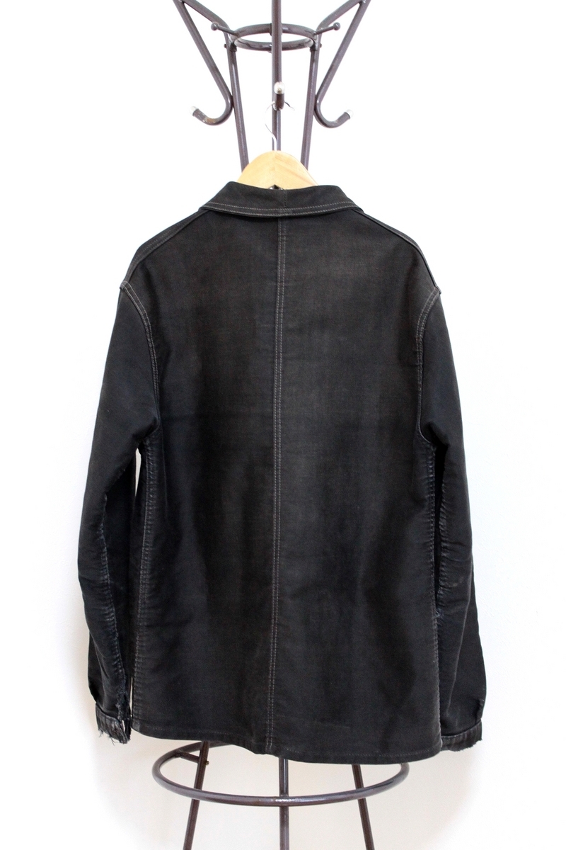 モン・サン・ミシェル 50's ブラックモールスキンジャケット 50's】French Vintage Black Moleskin Work Jacket Size.50 