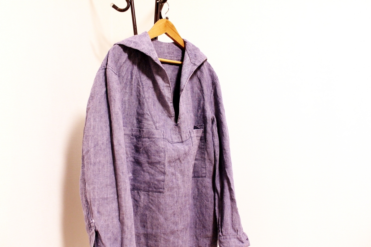 1955 FRENCH NAVY RAMIE-LINEN SAILOR SHIRT / ヴィンテージ 50s