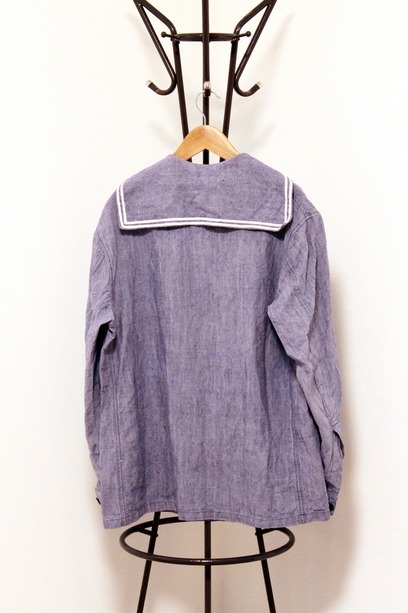 1955 FRENCH NAVY RAMIE-LINEN SAILOR SHIRT / ヴィンテージ 50s