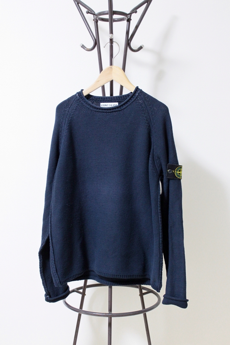 希少★2002 STONE  コットンニット ポロ ネイビー XL 希少☆2002 STONE ISLAND コットンニット ポロ ネイビー XL メンズ