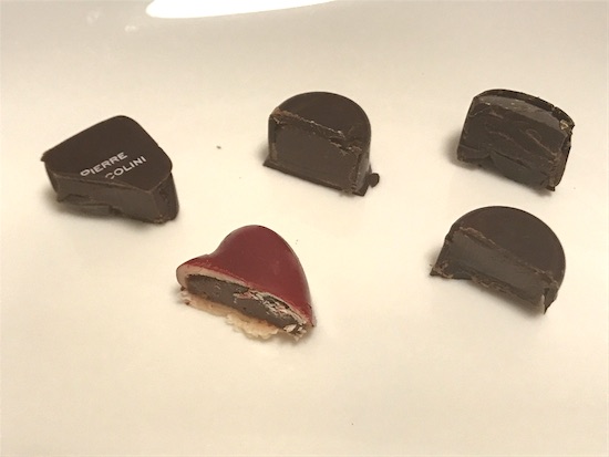 ピエールマルコリーニのチョコの断面5種