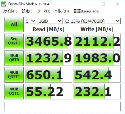 ドスパラ|ガレリアXF2070SUPER|SSDベンチ
