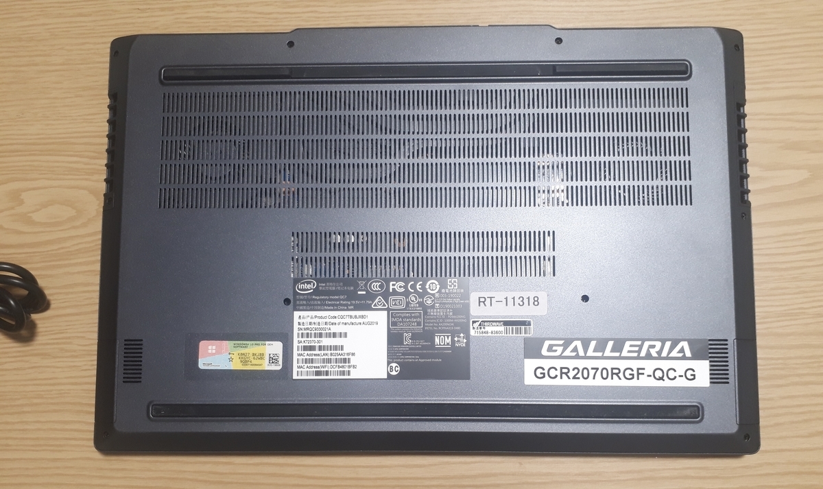 GALLERIA GCR2070RGF-QC-G|è£é¢