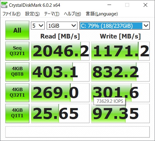G-Tune PN-Z|ベンチマーク|SSD