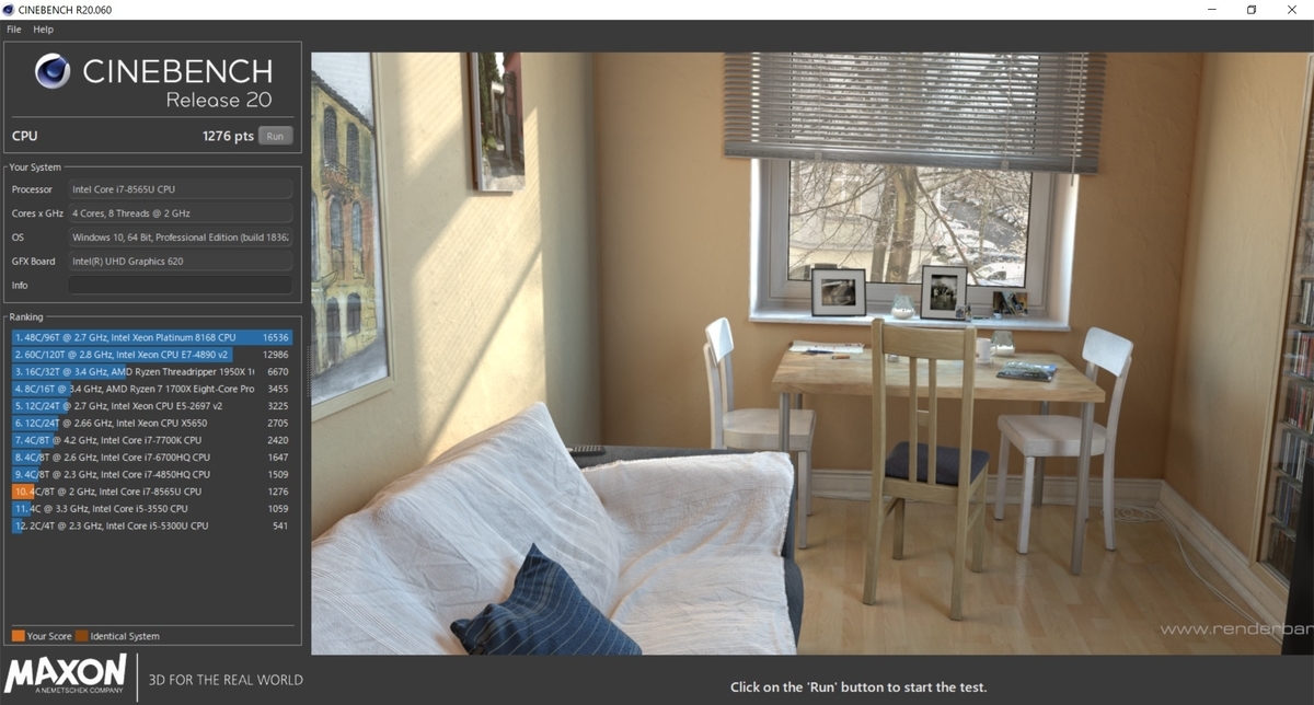 Critea DX-W7|ベンチマーク|Cine bench