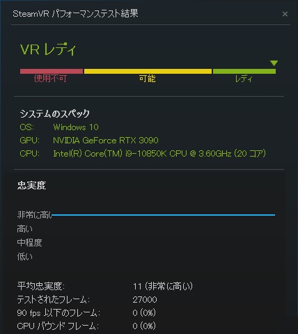 ガレリアZA9C-R39|ベンチマーク|VR