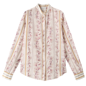 【極美品】石原さとみ ドラマ着用 ヒューゴボス アートプリント 総柄 ブラウス 極美品】石原さとみ ドラマ着用 ヒューゴボス アートプリント 総柄