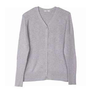 グレーのリブカーディガン グレーのリブカーディガン