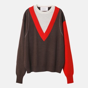 レイヤードバイカラーニット