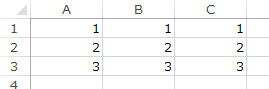 Rowsで取得したA1:C3に連番を出力する