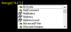 Rangeオブジェクトのプロパティ候補