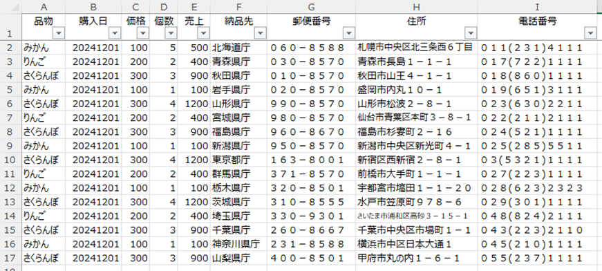 閲覧機能設定マクロ実行後の表示