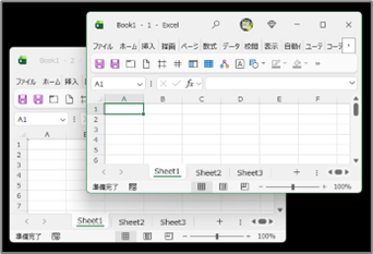 複数のウィンドウの全シート