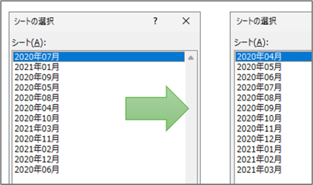 シートのソート