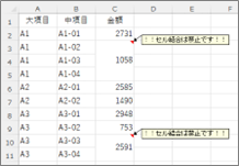 セル結合禁止コメント