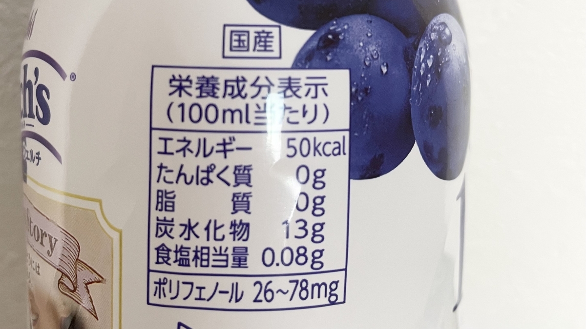 ぶどうジュースの成分表