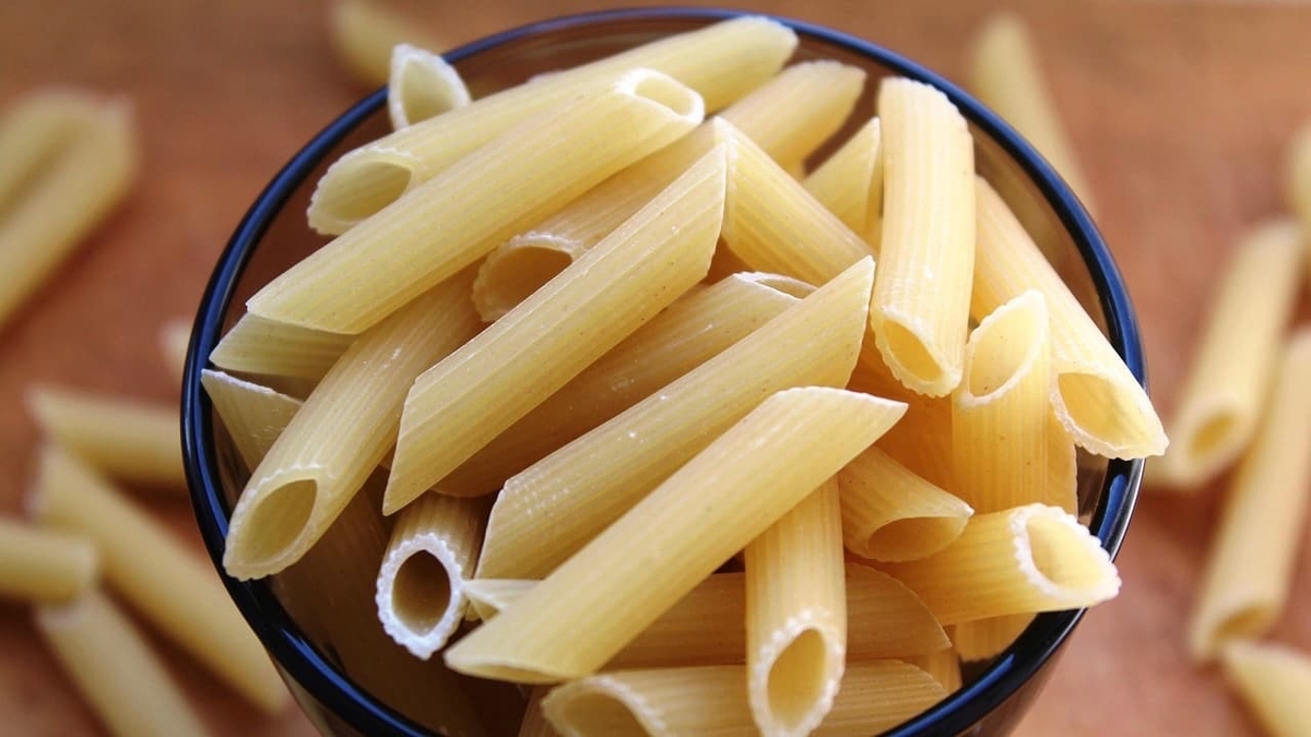 A photo of some short pasta in the bowl