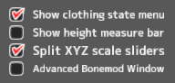 XYZ scale sliders