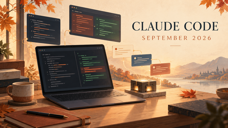 秋の開発環境を描いたClaude Code 2026年9月のアイキャッチ
