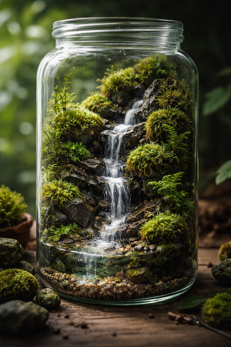苔テラリウム滝の作り方と魅力｜小さな水景をガラスの中に再現する方法