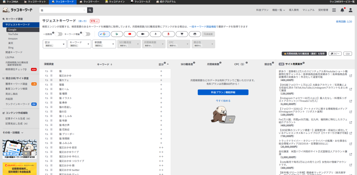 SEO対策を充実させるためラッコキーワードの機能を紹介している