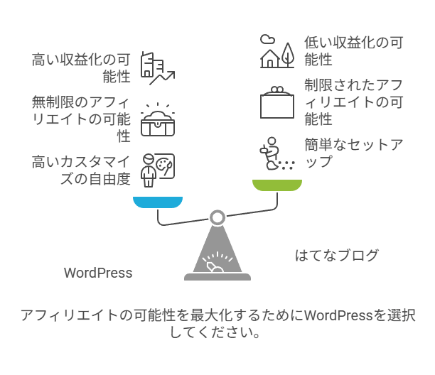 アフィリエイトに向いているのはワードプレスかはてなブログかの説明