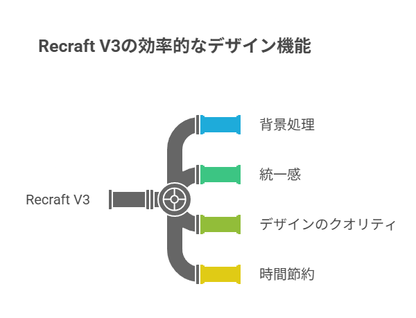 背景処理や文字入れ、統一デザインなどを自動化できる機能を紹介。