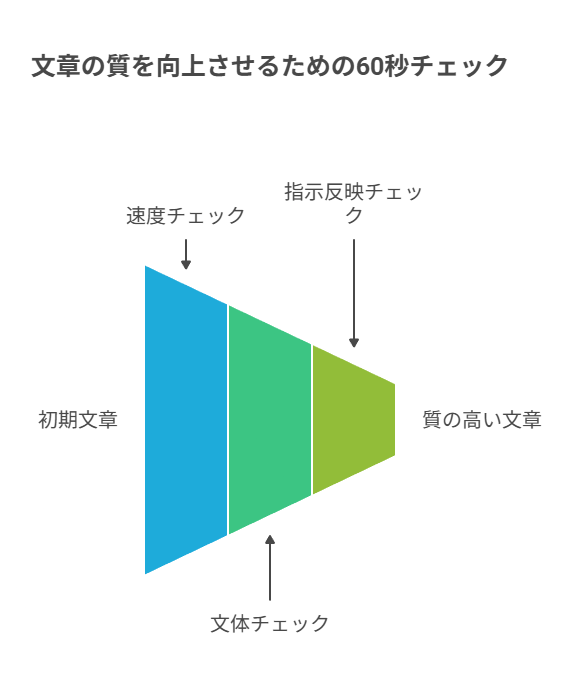 速度・文体・指示反映などの観察点で、原因をざっくり分類できる表にする