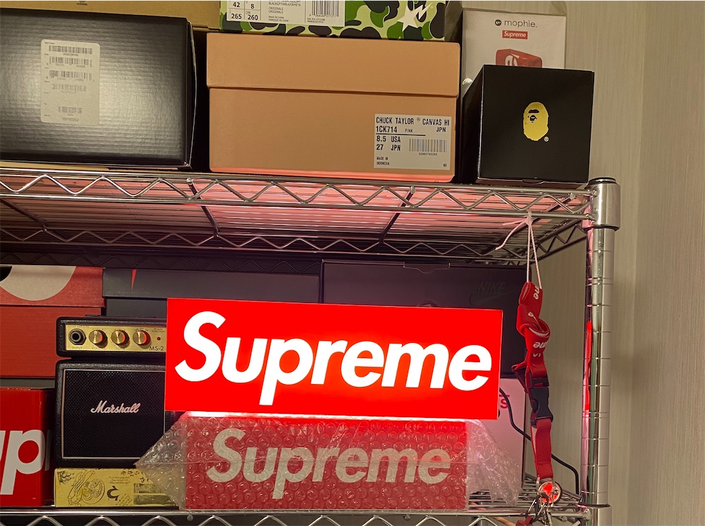 supreme box logo lamp 23FW 赤 Supreme Box Logo Acrylic Table Lamp Red Blue 2colors FW23