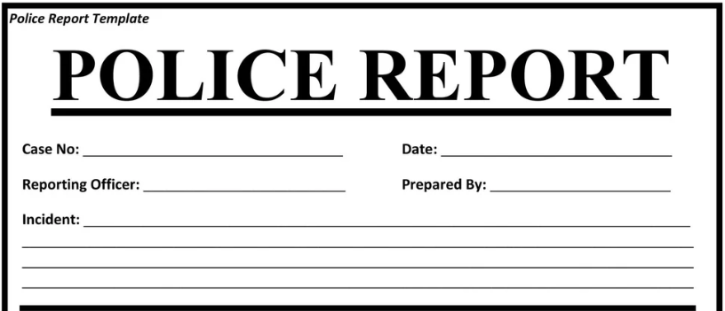Police Report（ポリスレポート）のイメージ写真。アメリカで交通事故の被害車両を事故記録に登録する際に取得する警察報告書