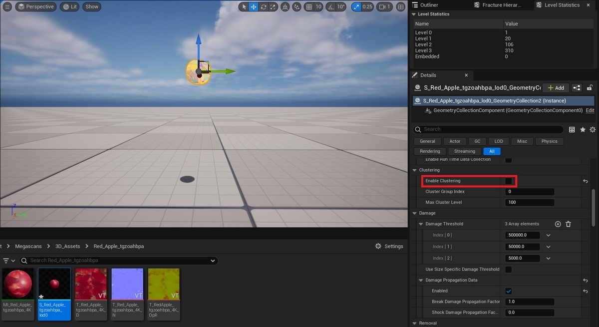 Geometrycollection UE5でMegaScansのリンゴを破壊する方法 - Masamichi_Fujiwaraのメモ