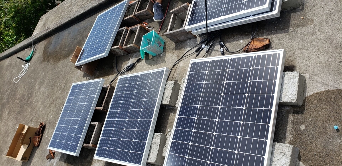 ソーラーパネル自作架台作り/ソーラーパネル取付