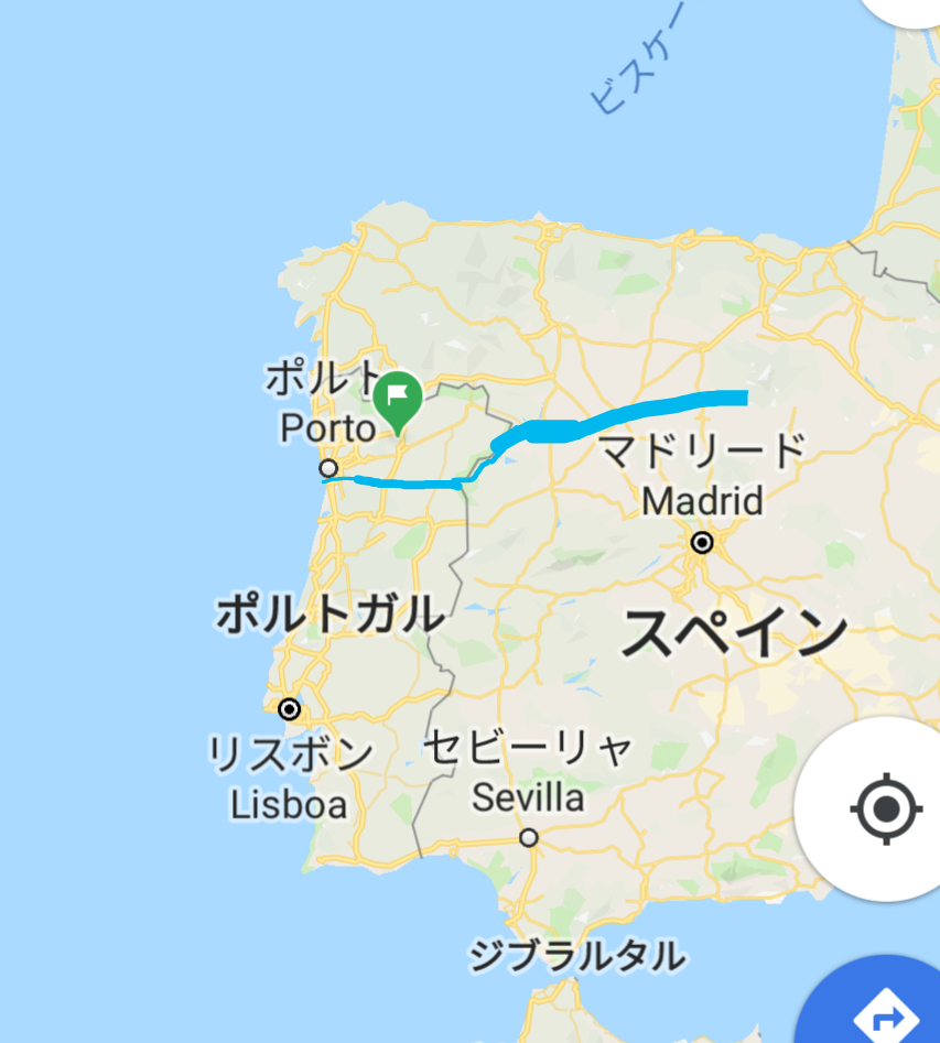 マテウス邸とドゥエロ川の大まかな地図