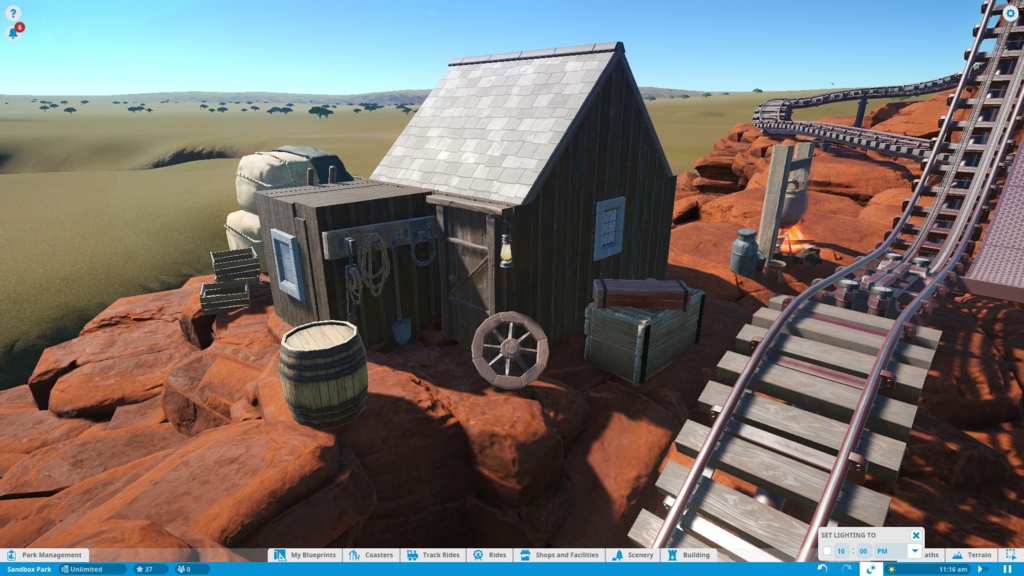 Planet Coasterでビッグサンダーマウンテンを作っていくよ コースの肉付け 小屋の建築 最新ゲームやマイナーゲーをやってくよ