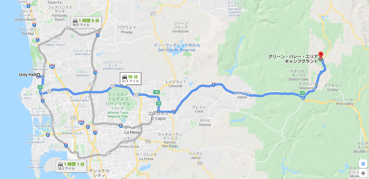 Cuyamaca Rancho State Park(Green Valley Campground)への地図