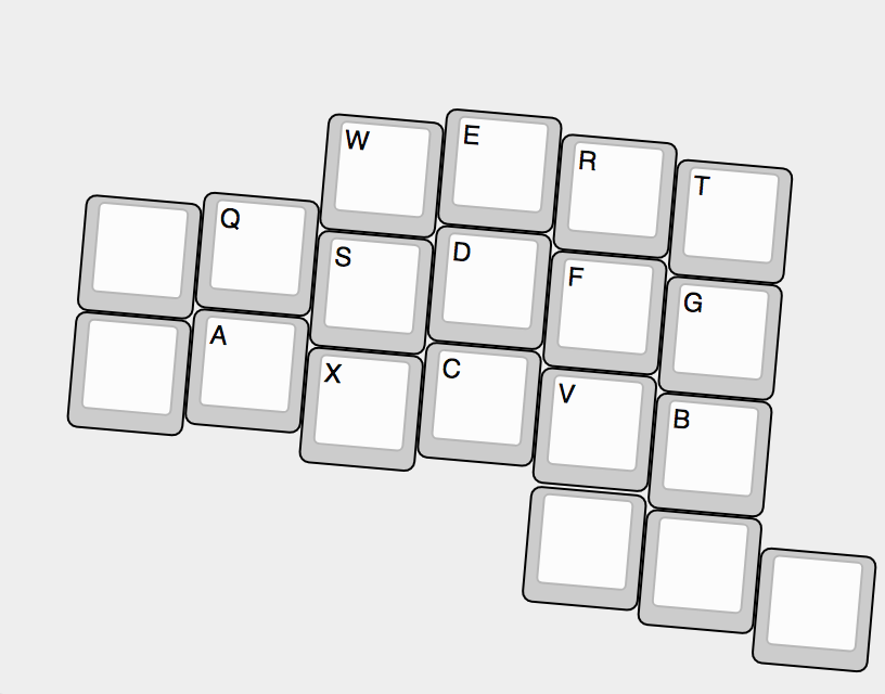 f:id:MitubaEX:20191201011421p:plain キーを少なくしたキー配列の図(左手のみ)