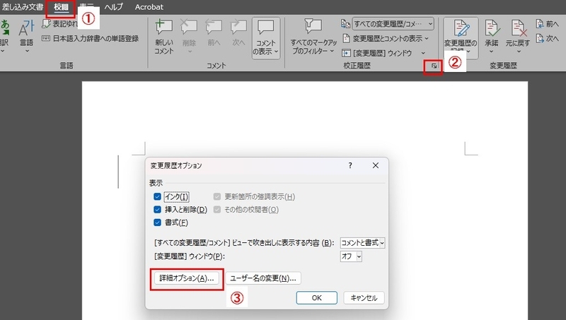 【手順】変更履歴の詳細オプション