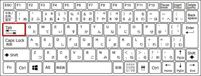 キーボードのTabキーの位置